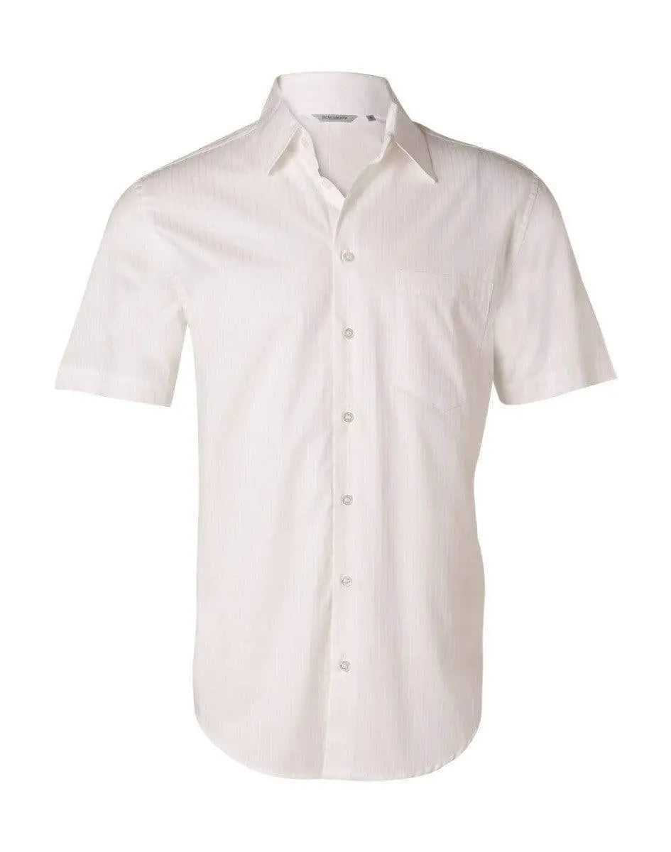 BENCHMARK Men's Self Stripe Short Sleeve Shirt M7100S Metro Workwear.
